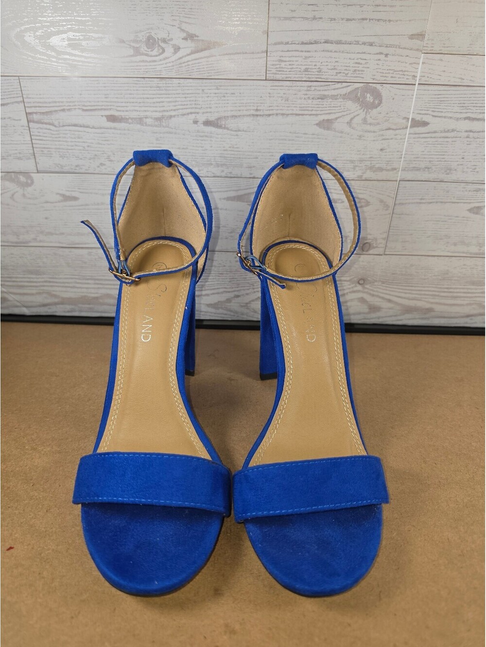 Shoe Land Royal Blue Chunky Block Heel Ankle Strap Sandals Women’s Size 7